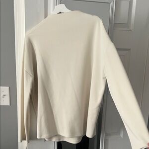 Women’s Cream mock neck long sleeve shirt - Minimal Everyday top